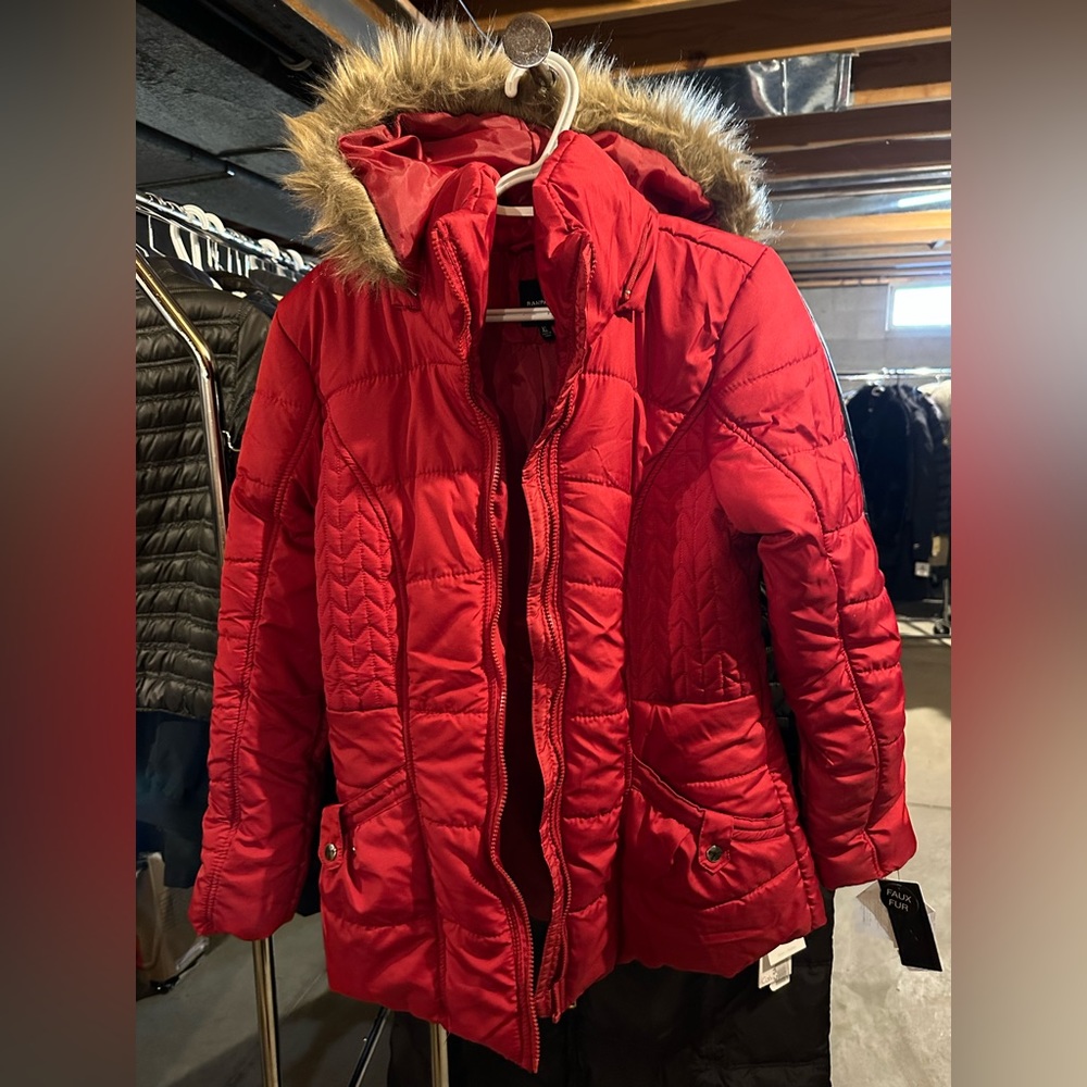 Red rampage faux fur collar jacket